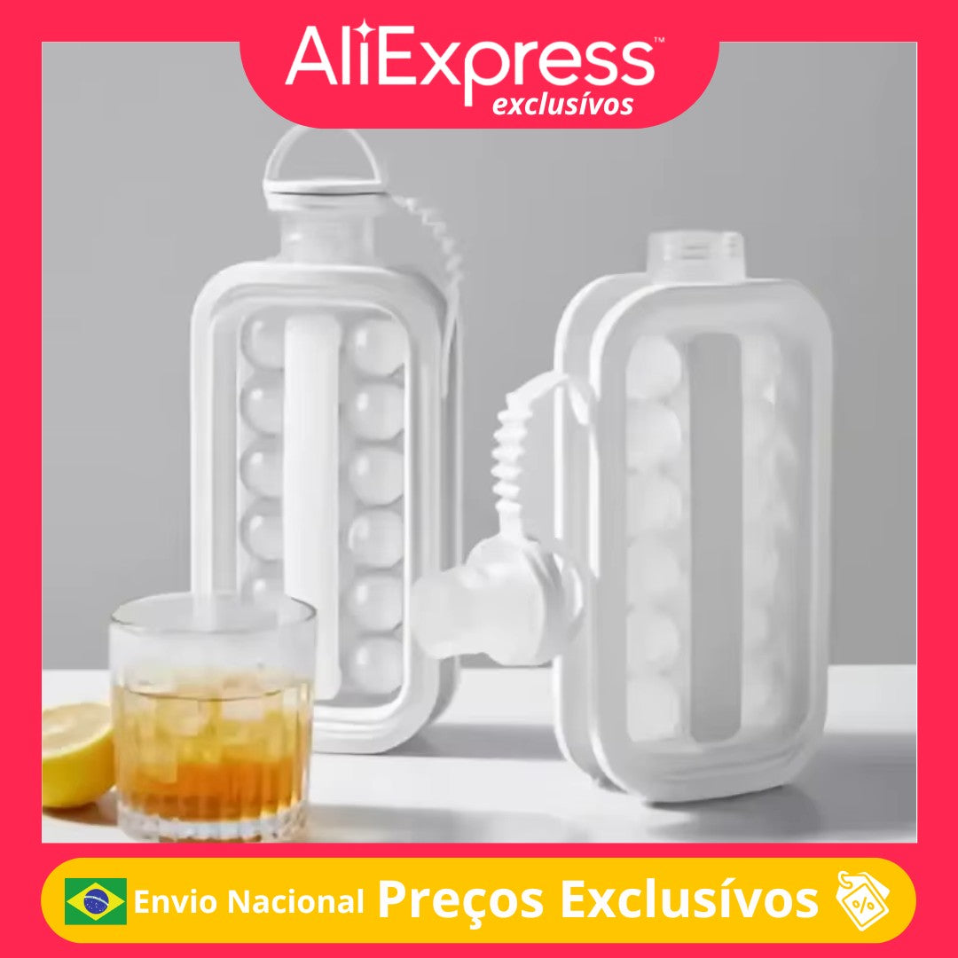 Bandeja de cubos de gelo 2 em 1, disco portátil para fazer garrafa de água com