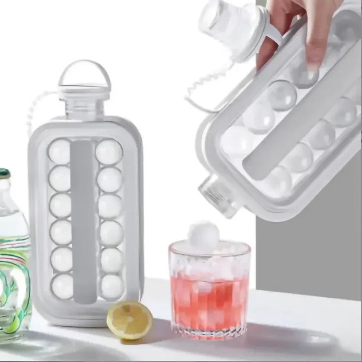 Bandeja de cubos de gelo 2 em 1, disco portátil para fazer garrafa de água com
