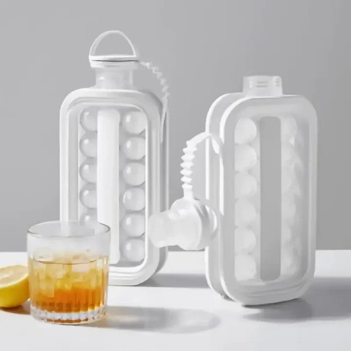Bandeja de cubos de gelo 2 em 1, disco portátil para fazer garrafa de água com