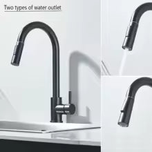ULGKSD Torneira de cozinha removível com 2 modos de fluxo de spray misturador de água quente e fria com rotação de 360 ° e alça única torneira de guindaste montada no deck