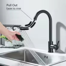 ULGKSD Torneira de cozinha removível com 2 modos de fluxo de spray misturador de água quente e fria com rotação de 360 ° e alça única torneira de guindaste montada no deck